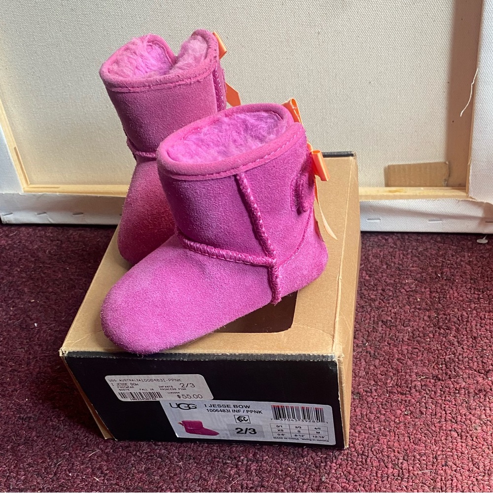 UGG Kids Pink Bow Suede Booties